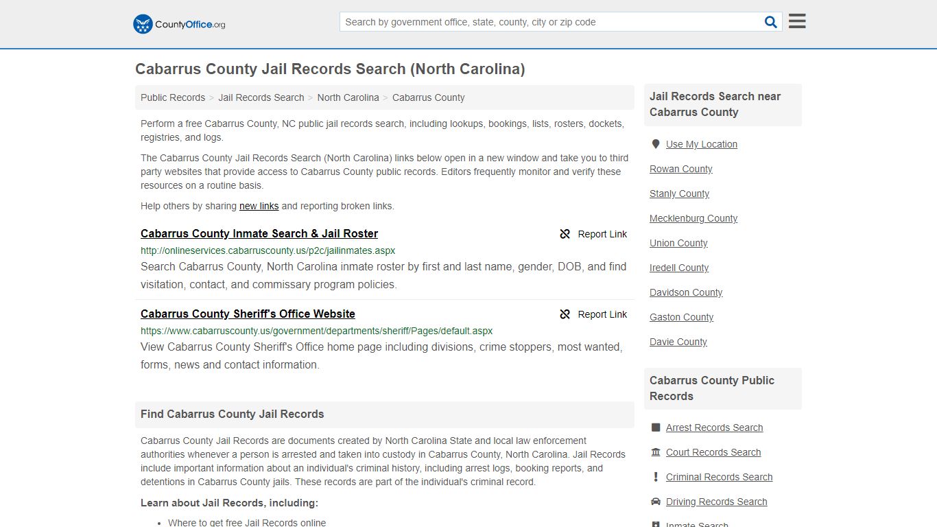 Jail Records Search - Cabarrus County, NC (Jail Rosters ...