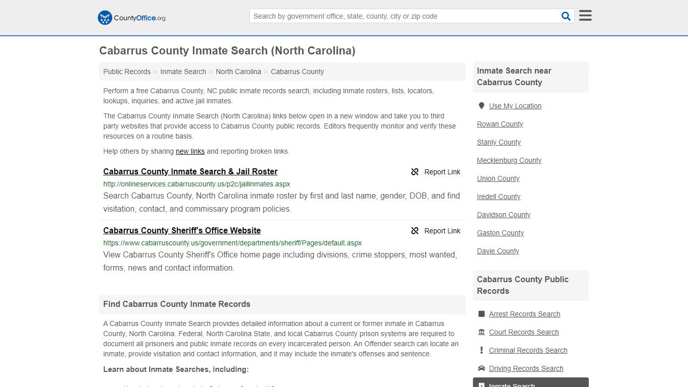 Inmate Search - Cabarrus County, NC (Inmate Rosters ...
